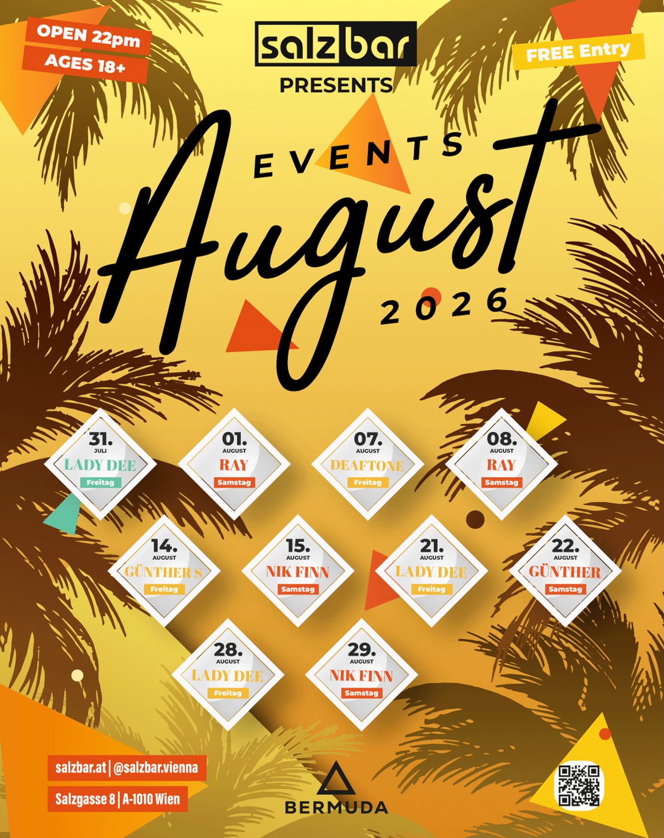 Der August wird heiß 🔥 

Viele tolle DJs und Djanes für richtig legendäre Parties in der Salzbar!

Und damit du auch immer kühlen Kopf bewarst, ist unser Club natürlich perfekt klimatisiert ❄️

Jeden Freitag und Samstag ab 22 Uhr 🕙 

CU @ Salzbar

#wien #vienna #dancing #party #partypeople